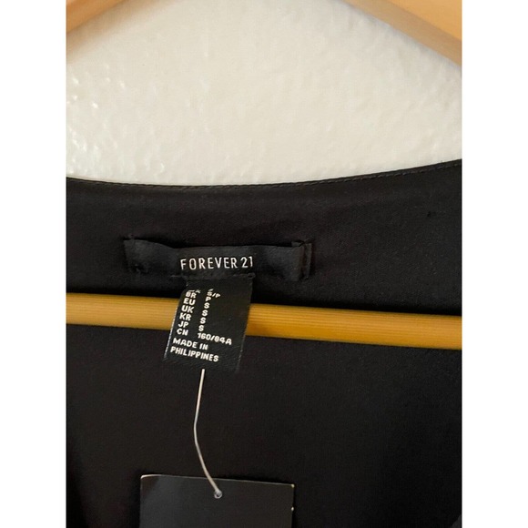 Forever 21 Sz. S Black Self-Design Shimmery Bodycon Dress V-Neck Long Sleeve NWT - Picture 8 of 12